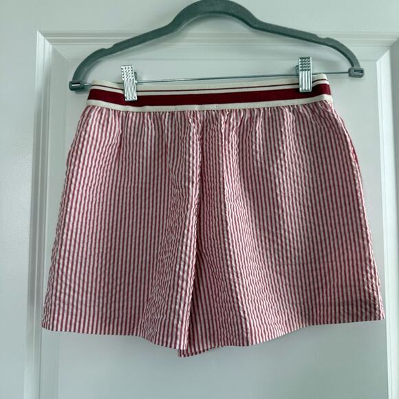 Zara Red and White Striped High Waist Shorts - Picture 3 of 5